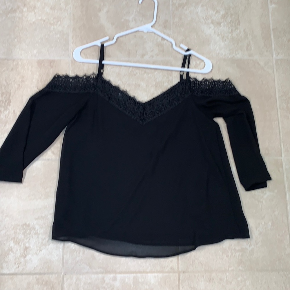 Off-shoulder Black Lace Top